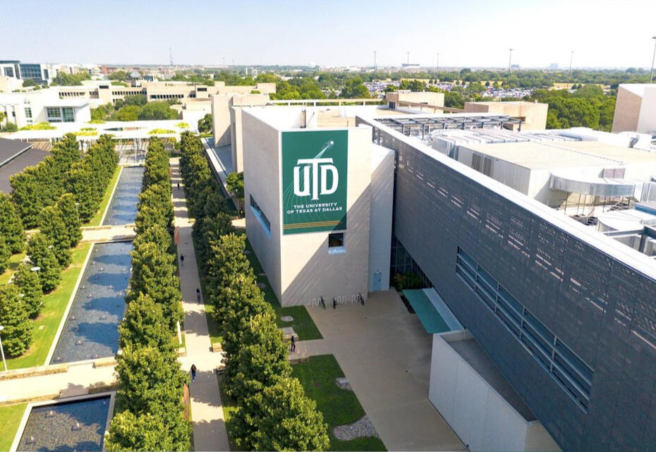 An aerial shot of the University of Texas at Dallas campus